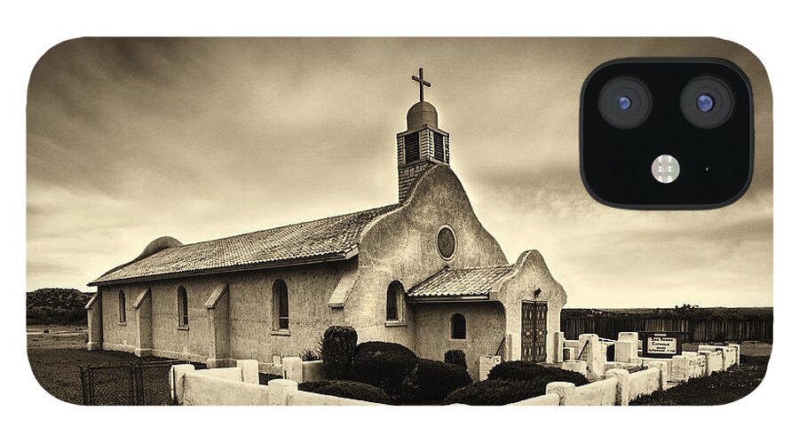 Historic Old Adobe Spanish Style Catholic Church San Ysidro New Mexico Canvas Prints iPhone 12 Case featuring the photograph Historic Old Adobe Spanish Style Catholic Church San Ysidro New Mexico by Jerry Cowart