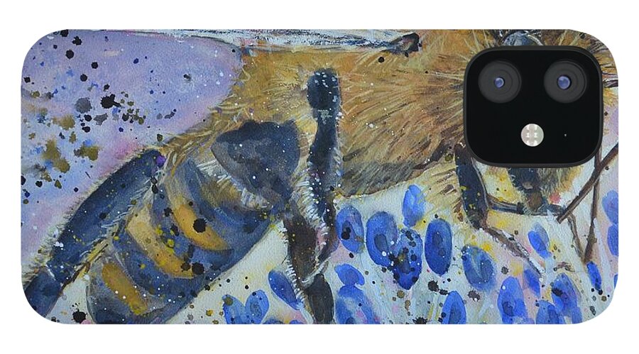 Honey Bee iPhone 12 Case featuring the painting Honey Bee by Kellie Chasse