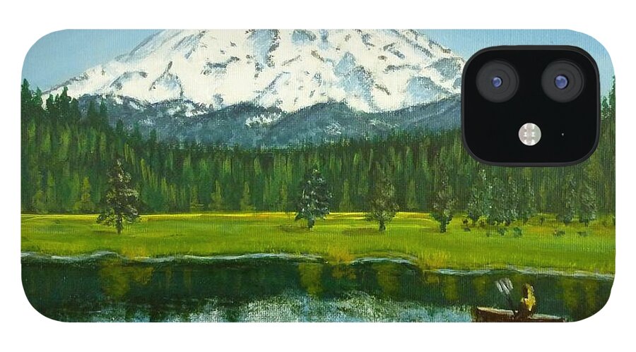 Hosmer Lake iPhone 12 Case featuring the painting Hosmer Lake by Amelie Simmons