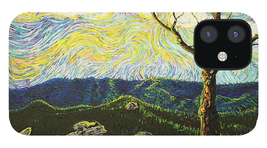Squiggles iPhone 12 Case featuring the painting In Between A Rock and A Heaven Place by Stefan Duncan