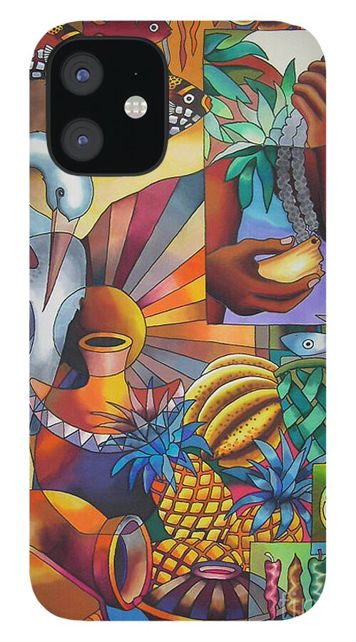 Fiji iPhone 12 Case featuring the painting In the Shadows of Sleeping Giant Mountain II by Maria Rova