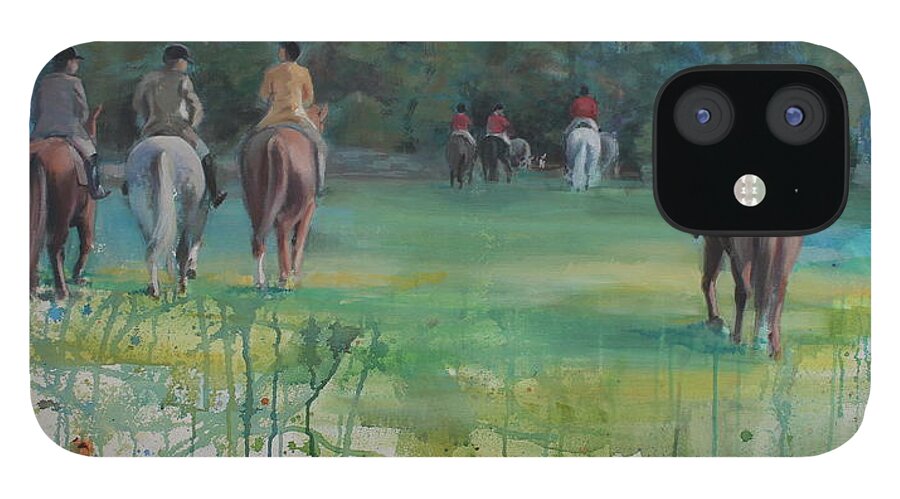 Horses iPhone 12 Case featuring the painting Into the Woods by Susan Bradbury