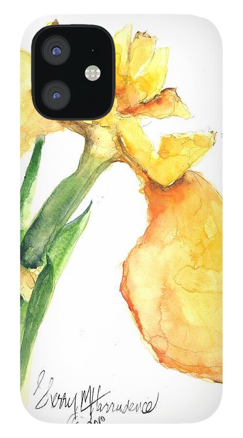 Owl iPhone 12 Case featuring the painting Iris Blooms by Sherry Harradence