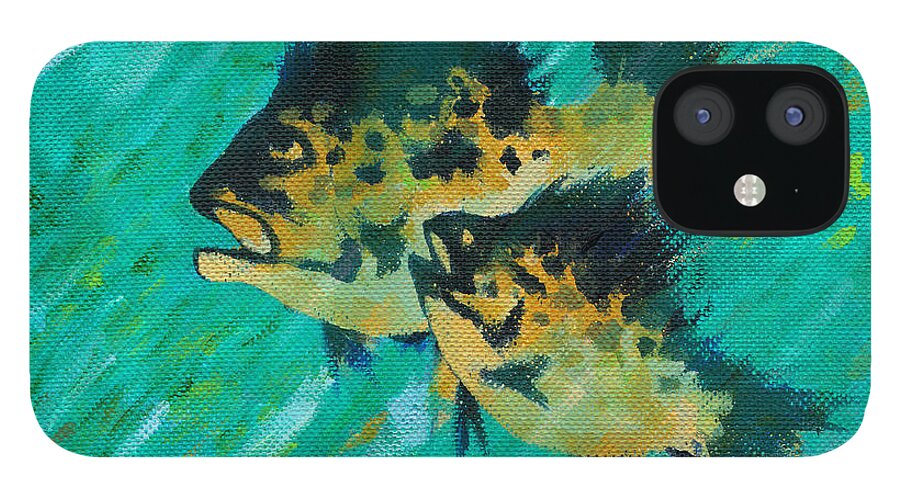 Fish iPhone 12 Case featuring the painting It's Up There by Stan Kwong