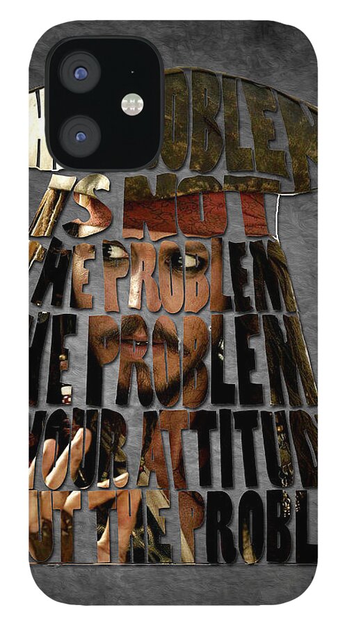 Jack Sparrow Quote iPhone 12 Case featuring the painting Jack Sparrow Quote Portrait Typography artwork by Georgeta Blanaru