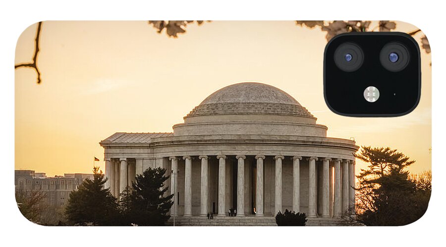 Cherry Blossom iPhone 12 Case featuring the photograph Jefferson Memorial at Sunrise by SAURAVphoto Online Store