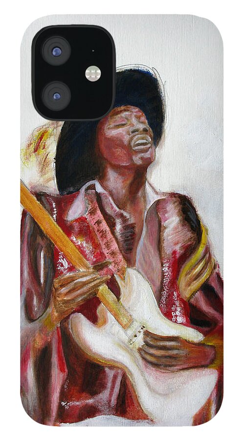 Jimi Hendrix iPhone 12 Case featuring the painting Jimi by Tom Conway