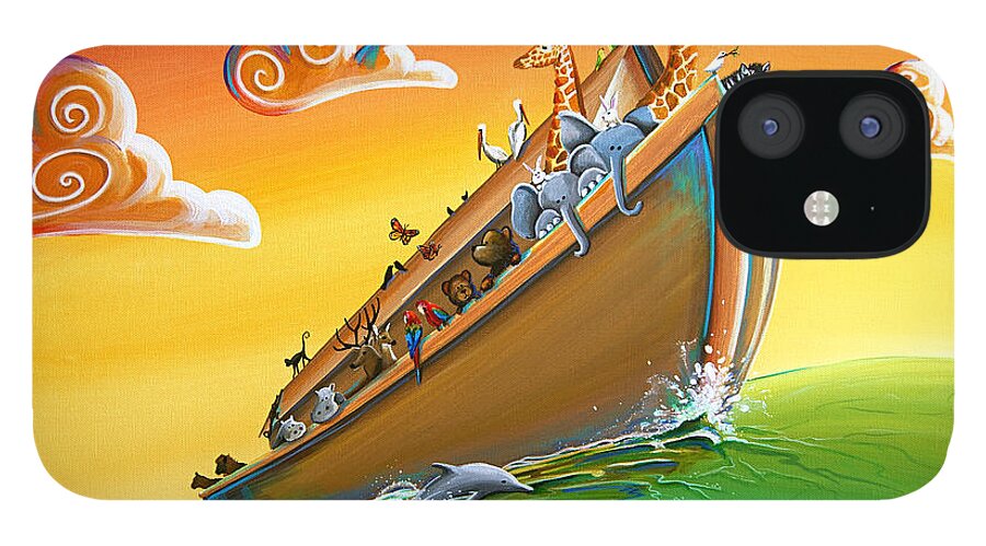 Noah's Ark iPhone 12 Case featuring the painting Noah's Ark - Journey To New Beginnings by Cindy Thornton