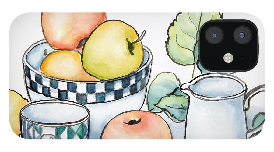 Kitchen Illustration iPhone 12 Case featuring the painting Kitchen Still Life Sketch by Inese Poga
