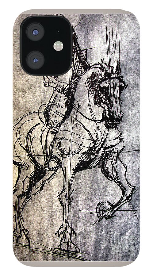 Knight iPhone 12 Case featuring the drawing Knight by Daliana Pacuraru
