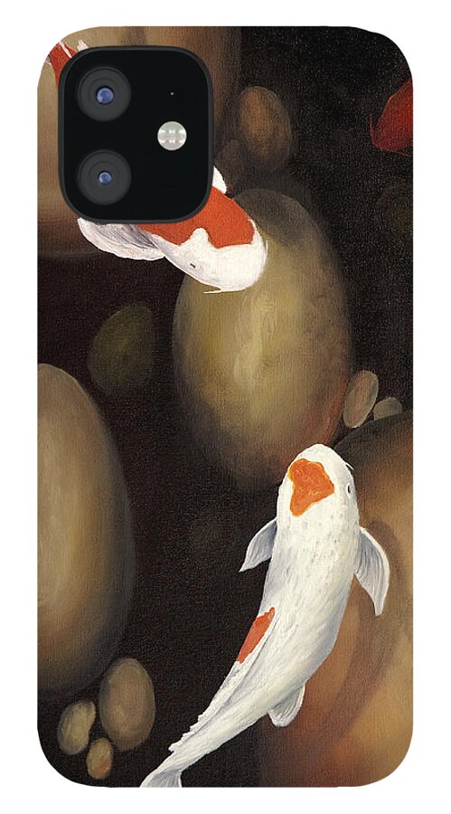 Koi Fish iPhone 12 Case featuring the painting Koi by Darice Machel McGuire