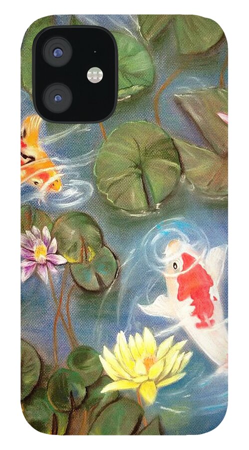 Koi Paintings iPhone 12 Case featuring the painting Koi Pond by Kevin Brown