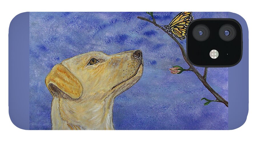 Dog iPhone 12 Case featuring the painting Labrador Enchanted by Ella Kaye Dickey
