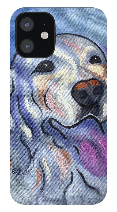 Painterly Dog Face iPhone 12 Case featuring the painting Labrador Retriever by Karen Zuk Rosenblatt
