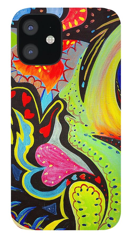 Abstract Art iPhone 12 Case featuring the painting Lady Love by Nancy Cupp