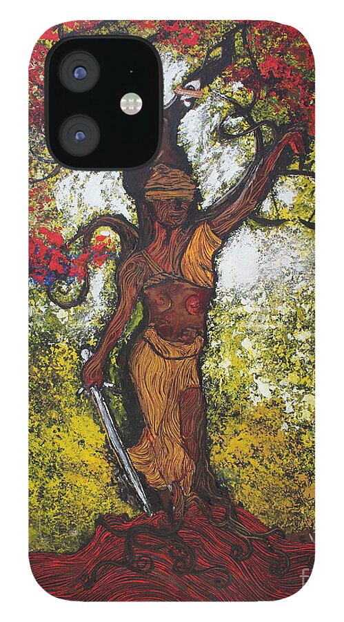Trees iPhone 12 Case featuring the painting Lady of Justice by Stefan Duncan