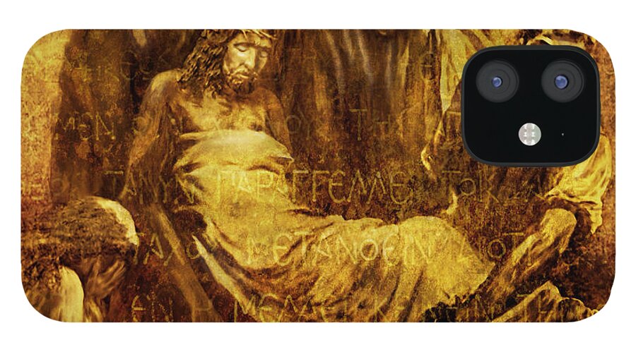 Jesus iPhone 12 Case featuring the digital art Laid_in_the_Tomb Via Dolorosa 14 by Lianne Schneider