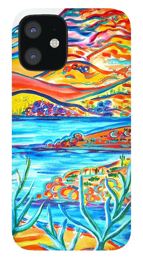 Bartlett Lake Painting iPhone 12 Case featuring the painting Lake Bartlett by Rachel Houseman