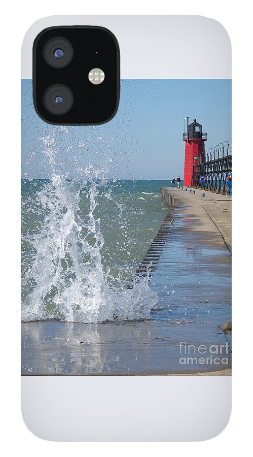 Lighthouse iPhone 12 Case featuring the photograph Lake Michigan Splash by Ann Horn