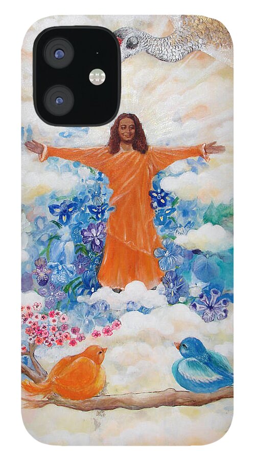 Paramhansa Yogananda iPhone 12 Case featuring the painting Land Of Mystery by Ashleigh Dyan Bayer