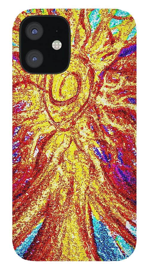 Sun iPhone 12 Case featuring the drawing Lionheart by Raena Wilson