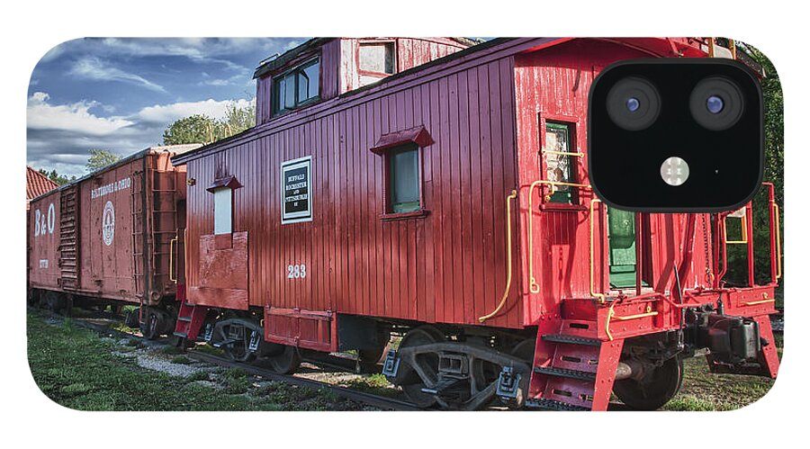Guy Whiteley Photography iPhone 12 Case featuring the photograph Little Red Caboose by Guy Whiteley