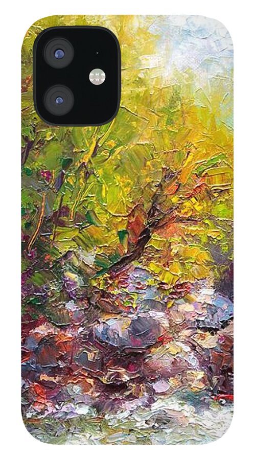 Impressionism iPhone 12 Case featuring the painting Living Water - bridge over Little Su River by Talya Johnson