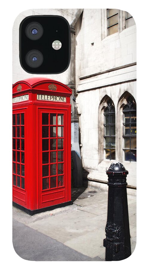 London Telephone iPhone 12 Case featuring the photograph London Telephone Box by Sharon Popek