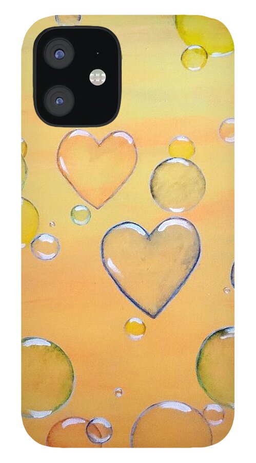 Love Is In The Air iPhone 12 Case featuring the painting Love is in the Air by Karen Jane Jones
