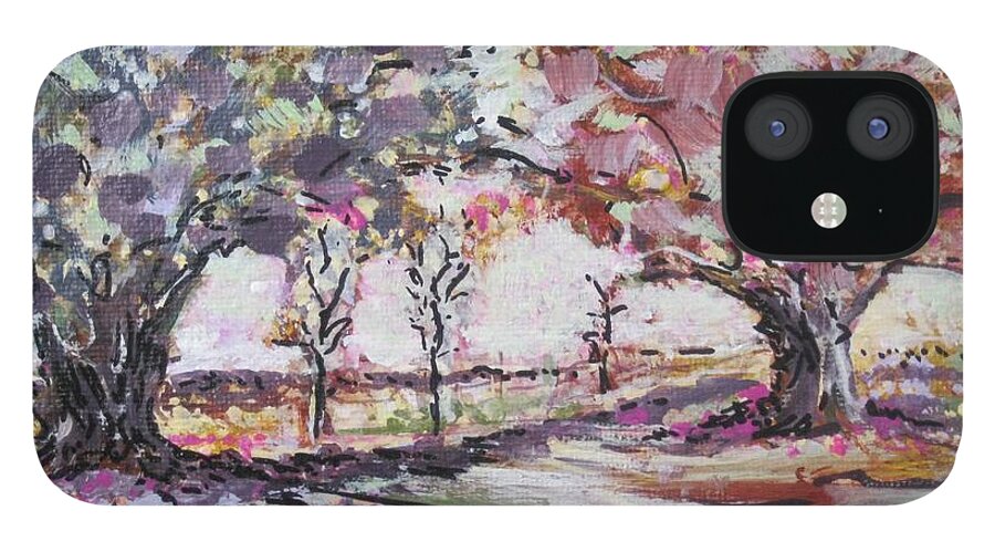 Two Trees iPhone 12 Case featuring the painting Love Story by Jacqui Hawk