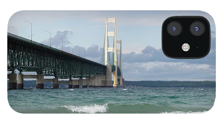 Mackinac Bridge iPhone 12 Case featuring the photograph Mackinac Bridge the Mighty Mac by Keith Stokes