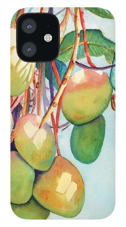 Mango iPhone 12 Case featuring the painting Mangoes by Marionette Taboniar