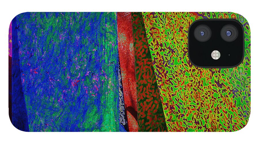 Color iPhone 12 Case featuring the photograph Market Batiks by Deborah Smith