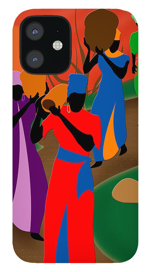African Men iPhone 12 Case featuring the digital art Market Day by Terry Boykin