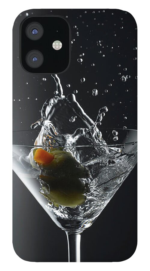 Martini Glass iPhone 12 Case featuring the photograph Martini With An Olive Splash by Howard Bjornson