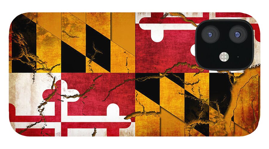 Maryland iPhone 12 Case featuring the digital art Maryland Grunge Style Flag by David G Paul