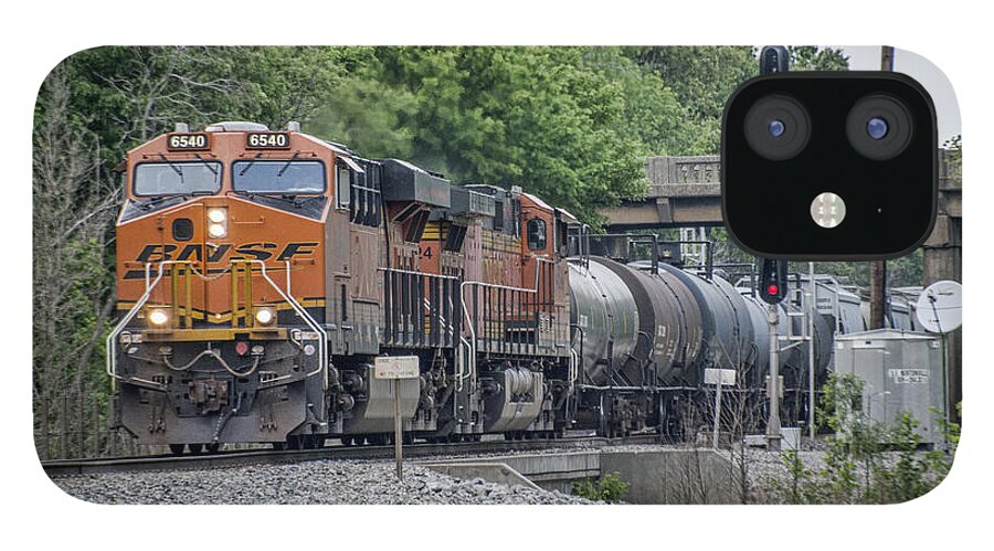 Bnsf iPhone 12 Case featuring the photograph May 21 2014 - CSX Q515 with BNSF power at Nortonville Ky by Jim Pearson