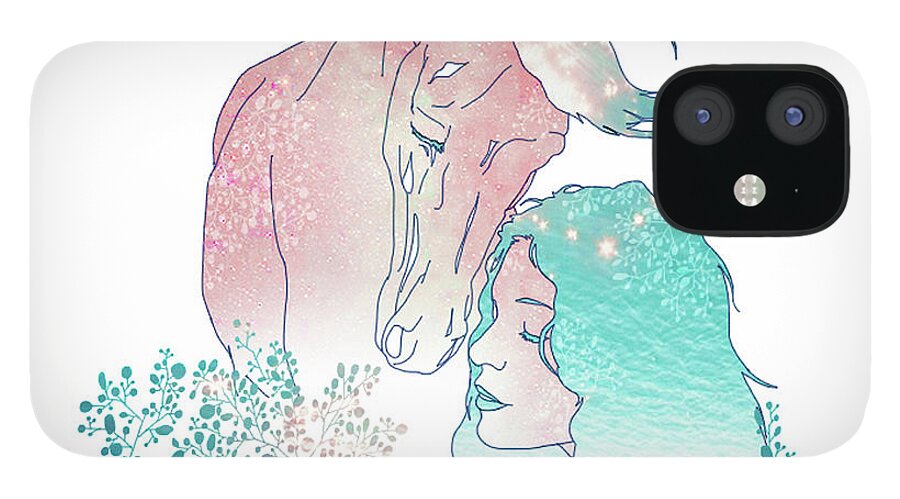 Horse iPhone 12 Case featuring the digital art Meet Us In Paradise by Richgreentea
