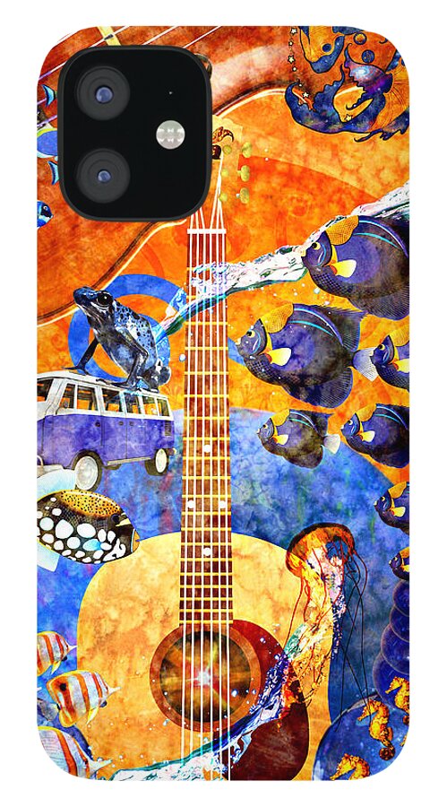 Bold iPhone 12 Case featuring the painting Melodies and Sunset Seas by Ally White