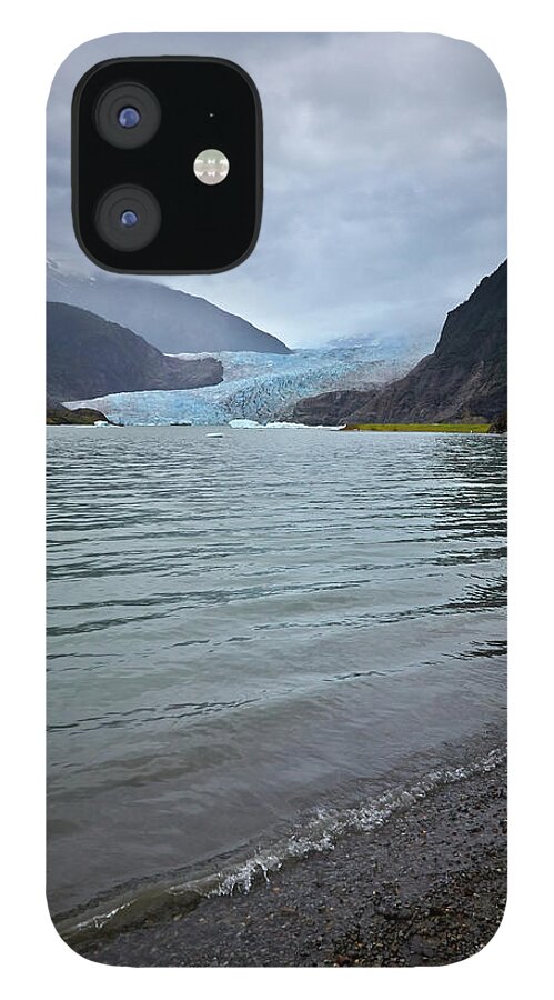 Water's Edge iPhone 12 Case featuring the photograph Mendenhall Glacier And Lake, Juneau by 1photodiva