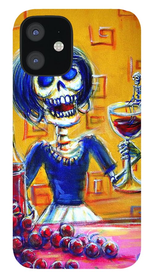 Day Of The Dead iPhone 12 Case featuring the painting Mi Cabernet by Heather Calderon