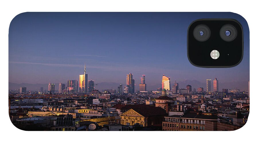 Outdoors iPhone 12 Case featuring the photograph Milano Porta Nuova Skyline by Obliot