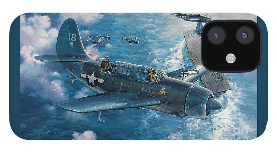 Aviation Art iPhone 12 Case featuring the painting Mitscher's Hunt For The Rising Sun by Randy Green