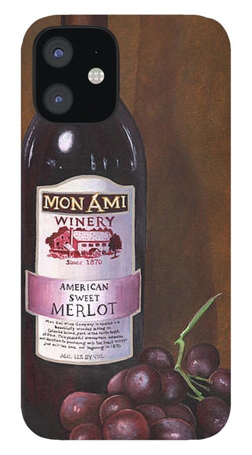 Wine Artwork iPhone 12 Case featuring the painting Mon Ami Merlot by Terri Meyer