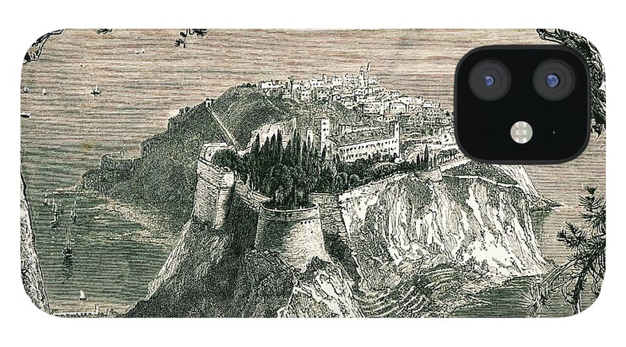 Scenics iPhone 12 Case featuring the digital art Monaco I Antique European Illustrations by Nicoolay