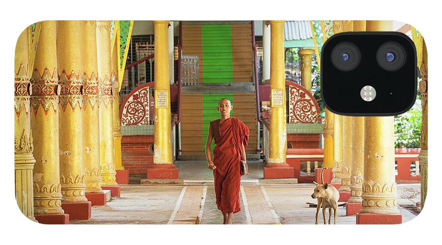 People iPhone 12 Case featuring the photograph Monk, Kha Khat Wain Kyaung Monastery by Peter Adams