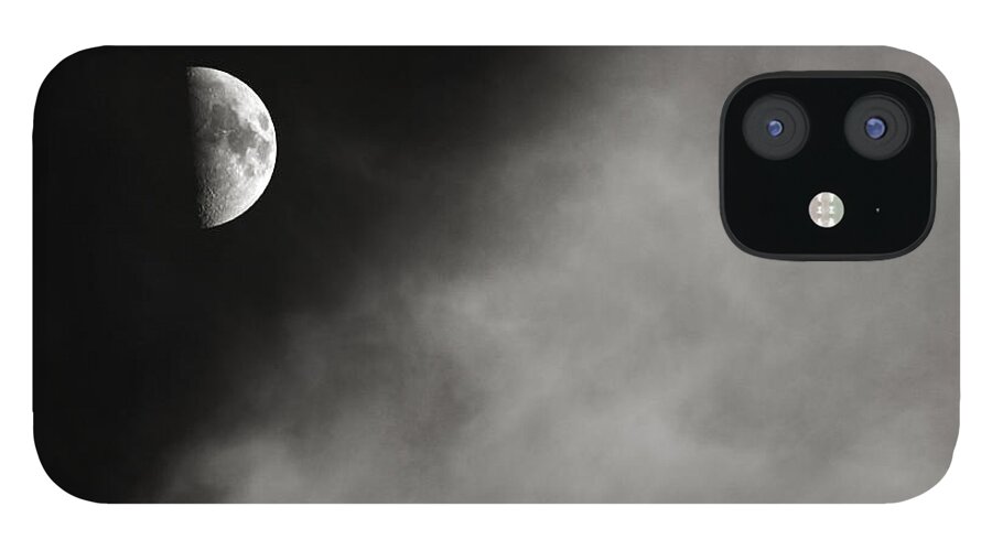 Moon iPhone 12 Case featuring the photograph Moon and Cirrus by Mark Langford
