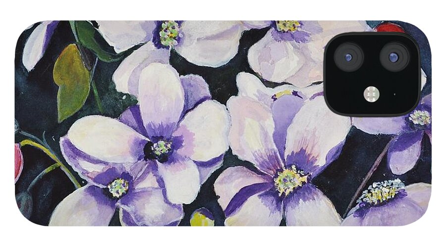 Moon iPhone 12 Case featuring the painting Moon Flowers by Jane Ricker