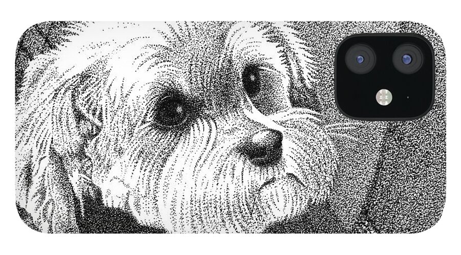 Art iPhone 12 Case featuring the drawing Morkie by Dustin Miller