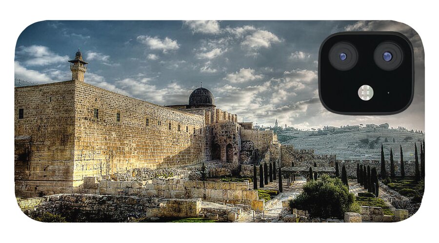 Israel iPhone 12 Case featuring the photograph Morning in Jerusalem HDR by David Morefield